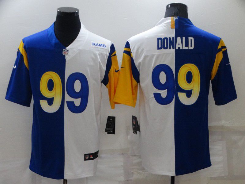 Men Los Angeles Rams #99 Donald Blue white 2022 Half and half Untouchable Limited Nike NFL Jersey->washington redskins->NFL Jersey